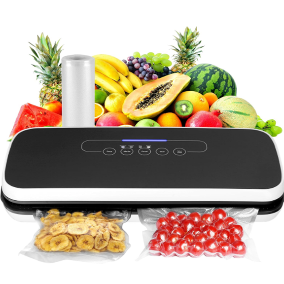 Automatic Vacuum Air Sealing System for Food Preservation with Starter Kit, Compact Design, Lab Tested, Dry & Moist Food Modes with Led Indicator Lights, Black