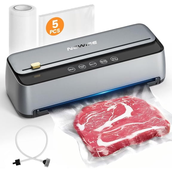 Automatic Vacuum Sealer Machine - Christmas Kitchen Gifts, 85Kpa Powerful Suction for Dry and Moist Food Preservation, External Hose & Bag Cutter, Leakproof Seal, Self-Cleaning Mode