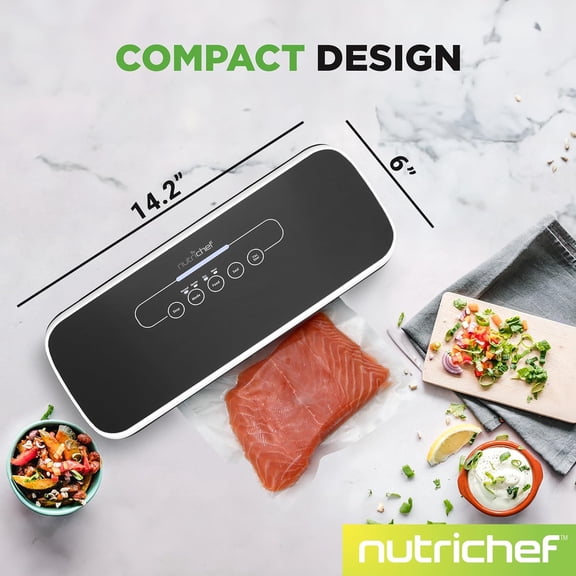 Automatic Vacuum  Sealing System for Food Preservation with Starter Kit, Compact Design, Lab Tested, Dry & Moist Food Modes with Led Indicator Lights, Black