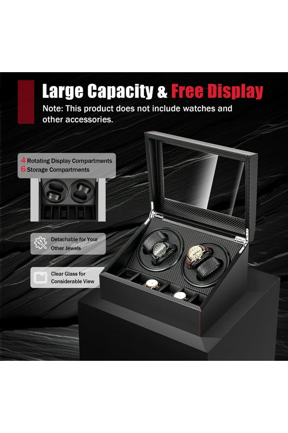 Automatic Watch Winder 4+6 Compartments Silent Bidirectional Rotation