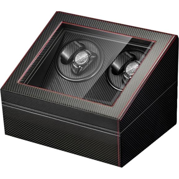 Automatic Watch Winder, 4 Bidirectional Watch Rotators with Separate Control Switch and 6 Extra Storages for Home or Store Watche Display(Black + Red)