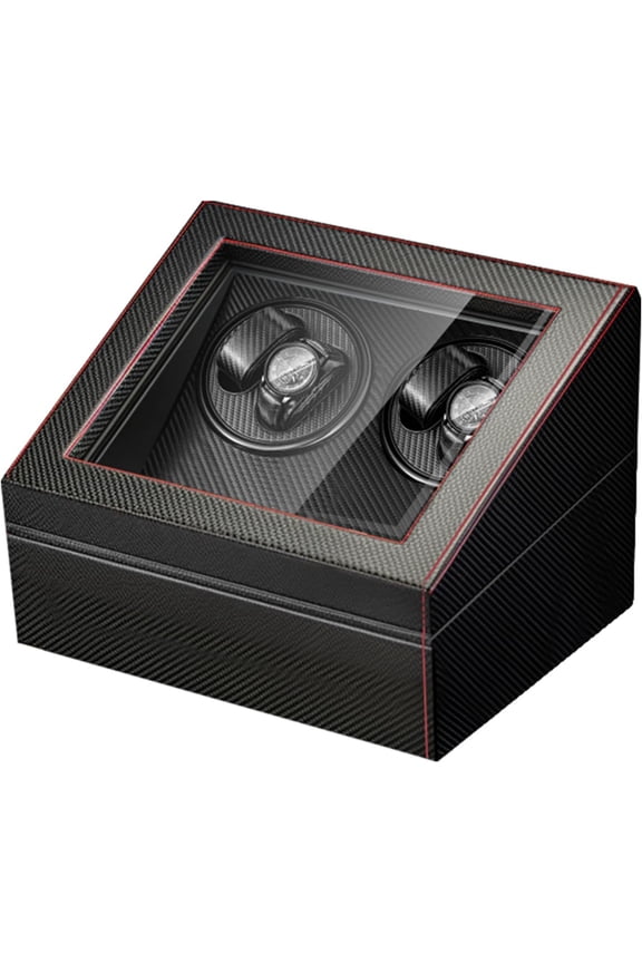 Automatic Watch Winder, 4 Bidirectional Watch Rotators with Separate Control Switch and 6 Extra Storages for Home or Store Watche Display(Black + Red)