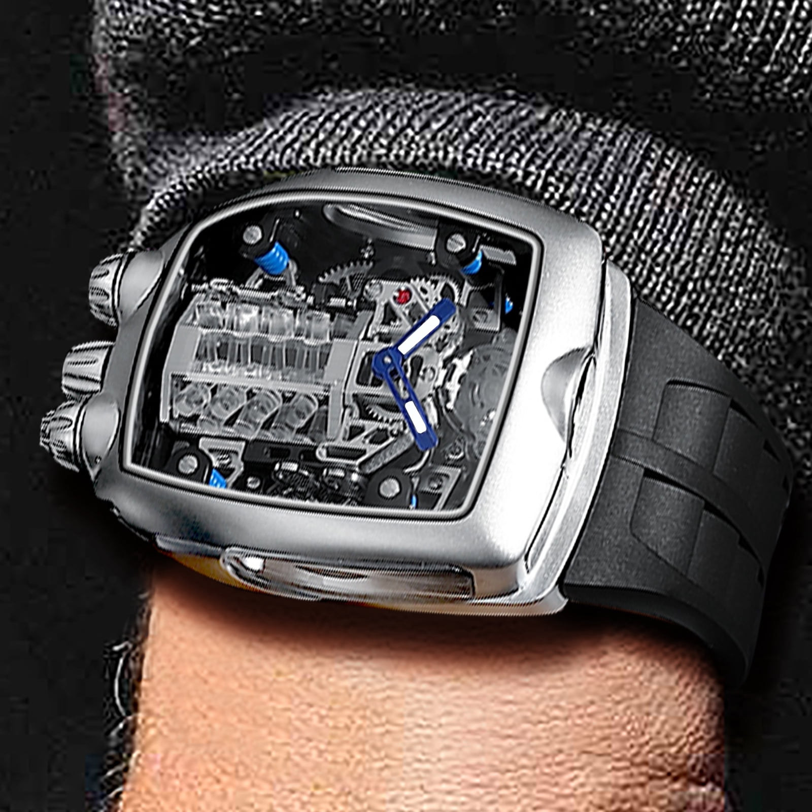 Outomatic Watch Automatic Watches for Men Skeleton Watch Waterproof Mineral Glass ...