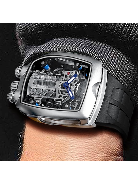 Automatic Watches for Men Skeleton Watch Waterproof Mineral Glass Supercar Wrist Watch Anti Shock Business