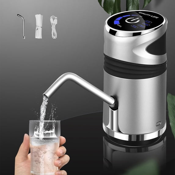 Automatic Water Bottle Pump Dispenser | USB Rechargeable Double Pump | Portable Gold & Silver Plastic | Fast Water Flow | 5 Gallon Capacity | Travel, Camping, Home Use | Easy Touch Operation | 250g
