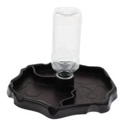 Automatic Water Dish Bowl Reptile Tray Dispenser for Gecko Frog - Deep Brown