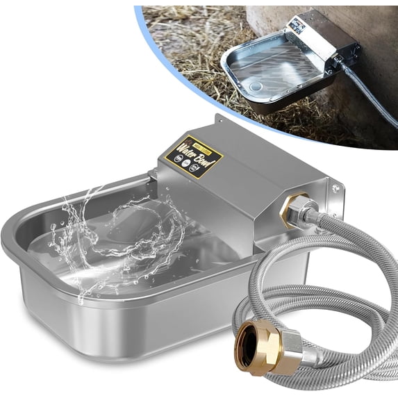 Automatic Water Dispenser for Dogs, 101oz Outdoor Dog Water Bowl, 304 Stainless Steel Water Feeder for Small to Large Pets, Large Livestock Waterer, Anti-Tipping, Water Auto-Fill, Easy to Clean