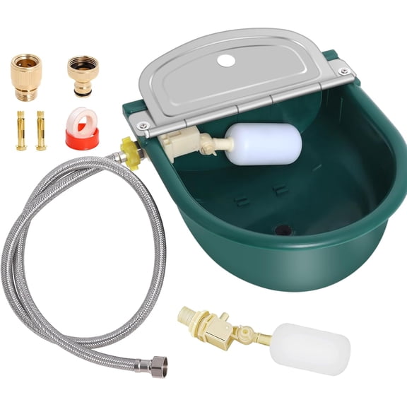Automatic Water Dispenser for Dogs, Plastic Automatic Dog Water Dispenser Livestock Waterer with 2 Float Valves Quick Connector, for Auto Dog Water Dispenser Water Toughs for Livestock