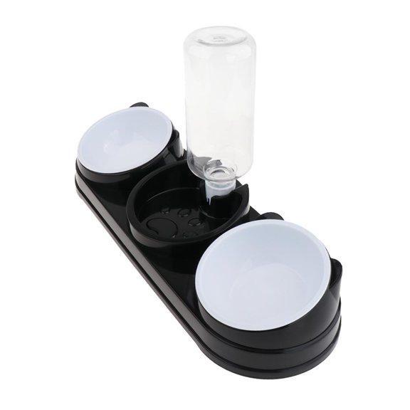 Automatic Water Dispenser Double Bowl Cats Dog Dish Tilted Pet Waterer Feeder