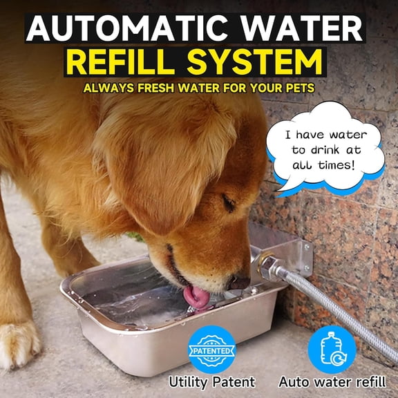 Automatic Water Dispenser for Dogs, 3L /101 oz 304 Stainless Steel Dog Water Feeder