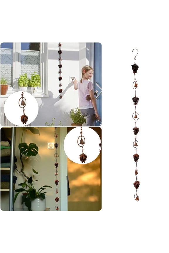 Automatic Water Dripper Compatible with Pinecone Shaped Rain Chain for Garden, Metal, 108 cm x 5.5 cm, Rose Gold