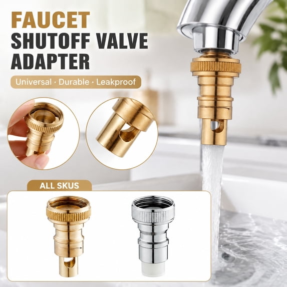 Automatic Water Stop Faucet Adapter, 1.5X1 in Water Hose Quick Connect Fittings, Solid Brass Hose Connectors Quick Connect, Gold Garden Hose Adapter, Household Washing Machine