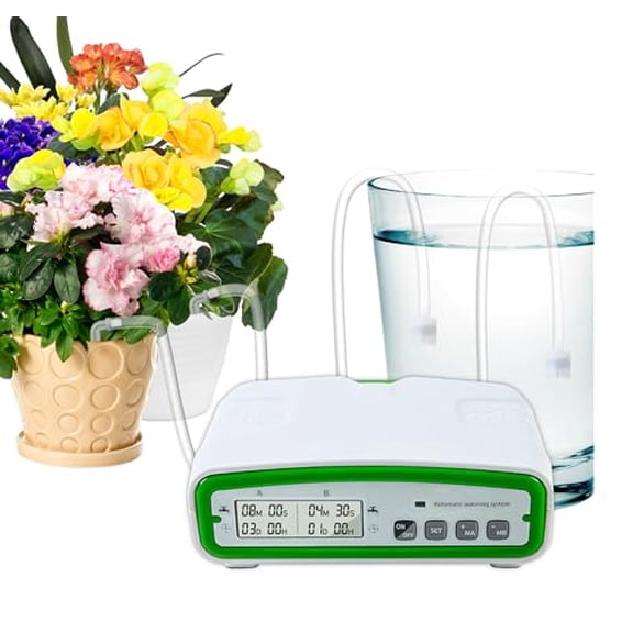 Automatic Watering Drip Irrigation Kit for 20 Plants with Dual Digital Programmable Water Timer, Indoor Automatic Watering System for Houseplants$$Garden & Patio
