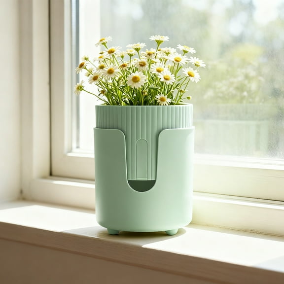 Automatic Watering Self-Watering Indoor Plant Pot with Drainage Holes, Thickened Plastic Desktop Planter for Home Decor, All-Season Container
