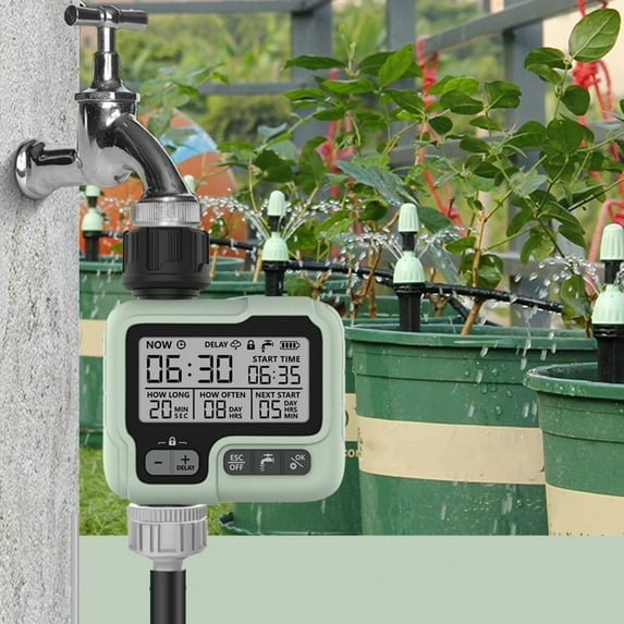 Automatic Watering Timer | Intelligent Sprinkler Controller for Garden & Lawn | IPX5 Waterproof | 39 Programs | LCD Display | Battery Operated | 4.96x3.85in | 3/4鈥?Thread | Indoor Outdoor Use