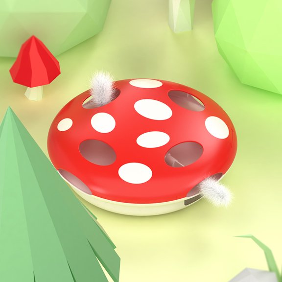 Automatic Whack a Mole Smart Interactive Mushroom IR-Activated Cat Teaser Wand Toy,Red