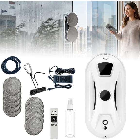 Automatic Window Cleaning Robot with 3200Pa Suction and Dual Automatic Spray, Smart Glass Vacuum for High Rise Windows, AI Edge Detection Safety, AI Path-Planning, Streak Free Hands Free Wash