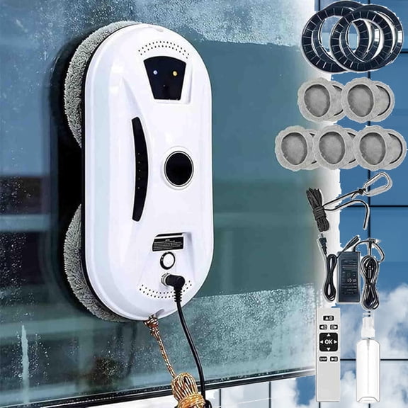 Automatic Window Cleaning Robot, Robot Window Cleaner with AI Intelligent Positioning & Edge Detection & Powerful Suction, Anti-Drop Safety for High-Rise Glass & Large Bay Windows