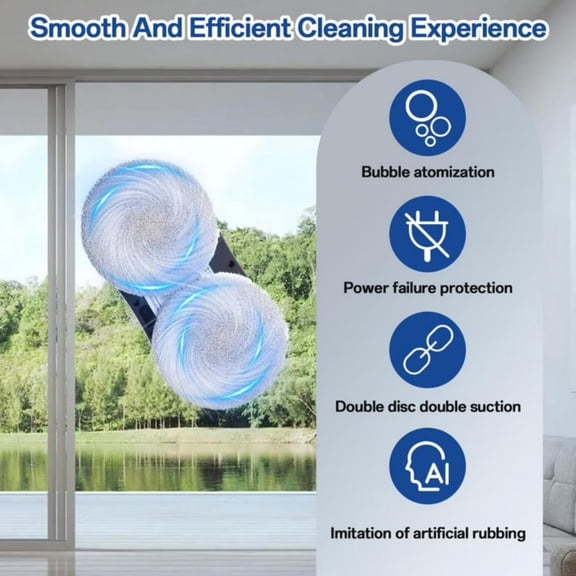 Automatic Window Cleaning Robot With Bilateral Spray System 6000Pa Suction Smart Navigation For Household Glass 1 Count