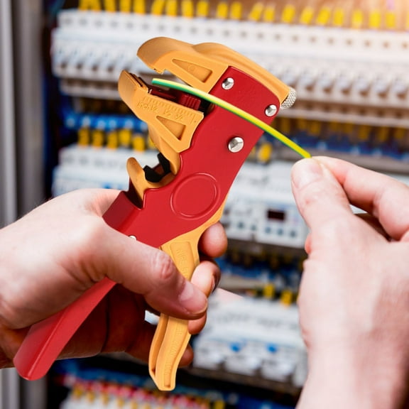 Automatic Wire Stripper and Cutter - Adjustable 0.2-6.0mm Stripping Range, Spring-Loaded Plastic Steel Body, S55C Blade for Electrical & Telephone Wires, Includes Cutting Function