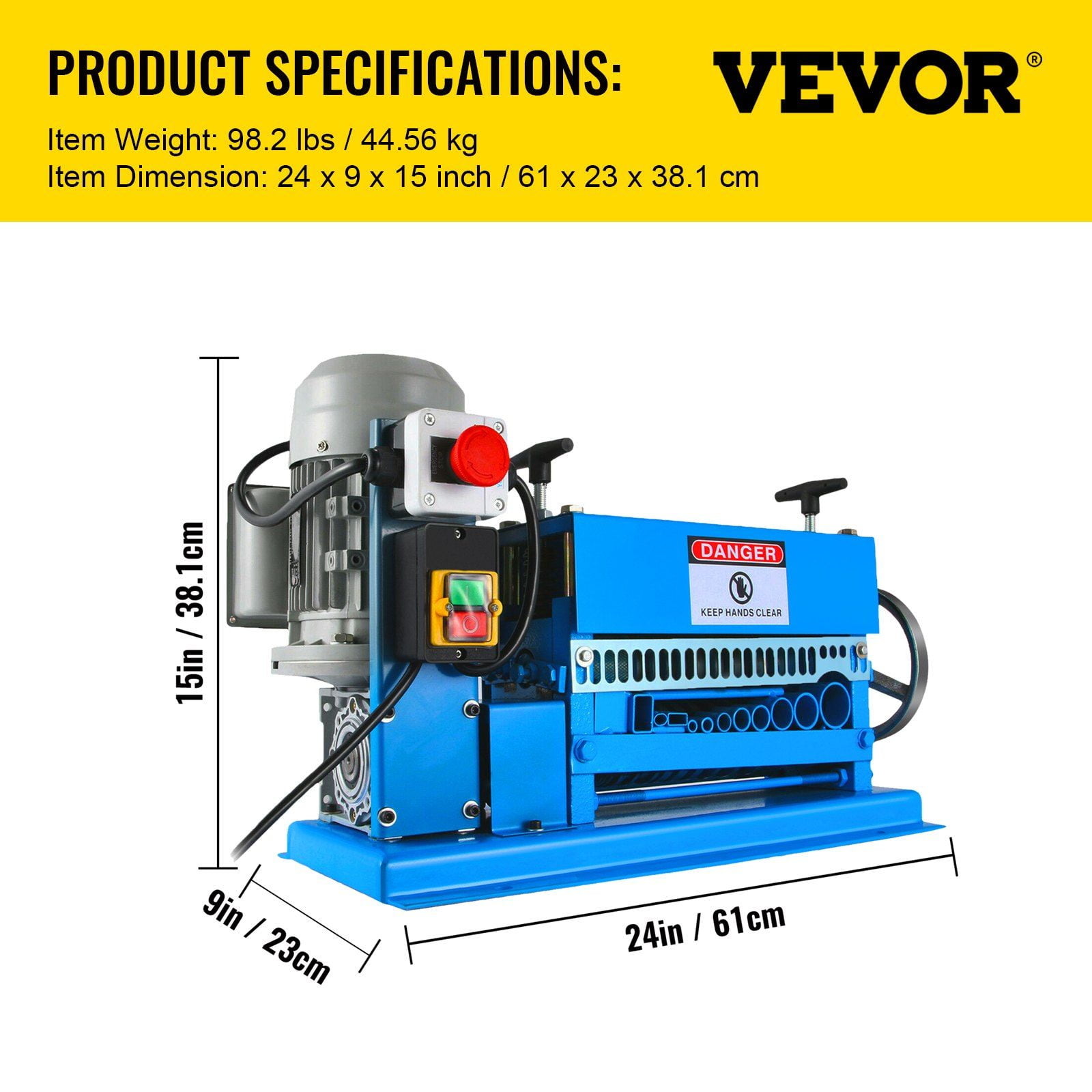 Automatic Wire Stripper Machine with Manual Hand Crank - 11 Channels 10 Blades, Strips 0.06-1.5 Inch Copper Wires for Industrial Recycling