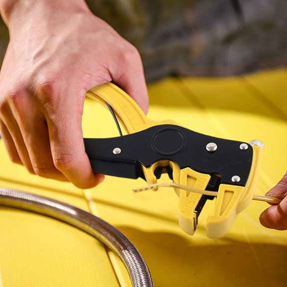 Automatic Wire Stripper and Cutter for Electrical Work, Durable Plastic Steel and Low Carbon Steel, Fast Stripping for 0.2-6.0mm Wires Yellow