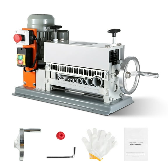 Automatic Wire Stripping Machine, 0.06''-1.42'' Electric Motorized Cable Stripper, 370 W, 88 ft/min Wire Peeler with An Extra Manual Crank, 11 Channels for Scrap Copper Recycling