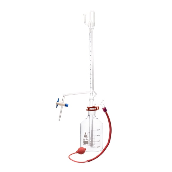 Automatic Zero Burette, 10ml - Class B - 29/32 Joint Size - 0.05?ml Tolerance, 0.05ml Sub. Divisions - 1000ml Reservoir Capacity - Eisco Labs