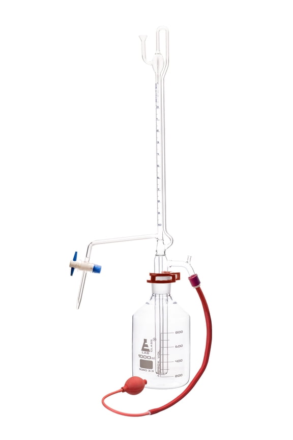 Automatic Zero Burette, 10ml - Class B - 29/32 Joint Size - 0.05?ml Tolerance, 0.05ml Sub. Divisions - 1000ml Reservoir Capacity - Eisco Labs
