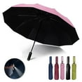 thumbnail image 1 of Automatic folding umbrella with LED flashlight handle, lightweight for travel, 10 ribs, portable for kids and adults in sun or rain（Pink）, 1 of 8