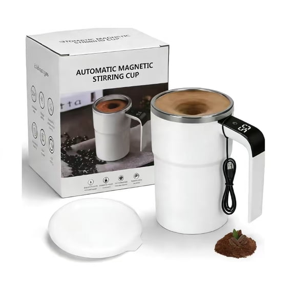 Automatic magnetic stirring coffee cup, built-in LED thermometer, rechargeable electric coffee cup upgraded in 2026, automatic stirring cup for coffee, milk and other beverages, family travel giftTH