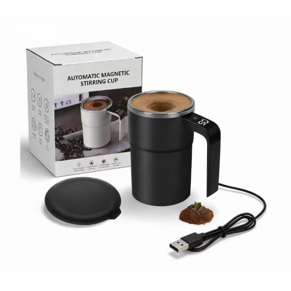 Automatic magnetic stirring coffee cup, built-in LED thermometer, rechargeable electric coffee cup upgraded in 2026, automatic stirring cup for coffee, milk and other beverages, family travel giftTH