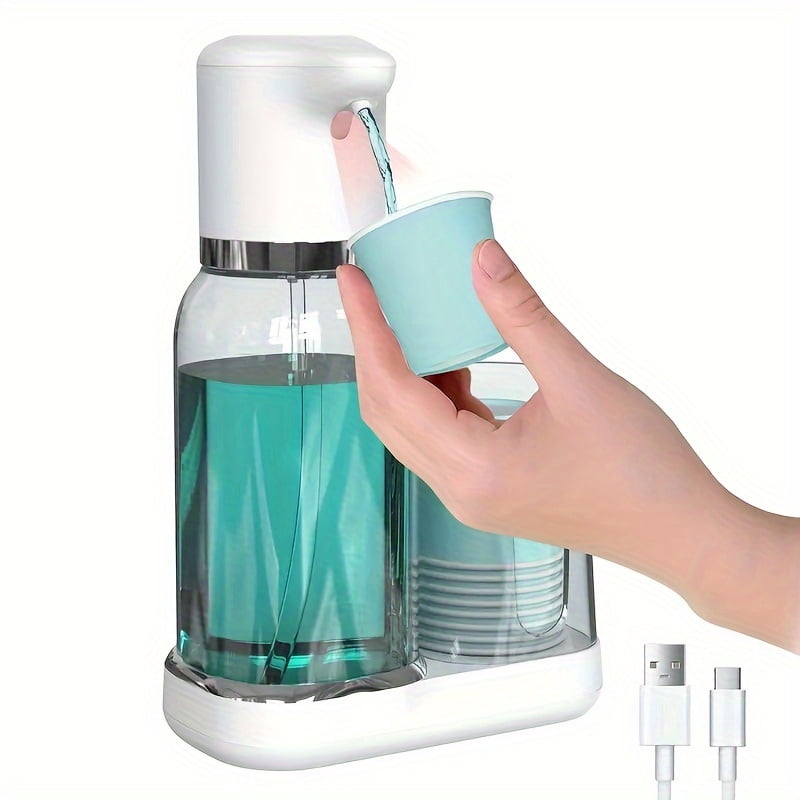 Automatic mouthwash dispenser for bathroom, Smart Rinse pump with cup ...