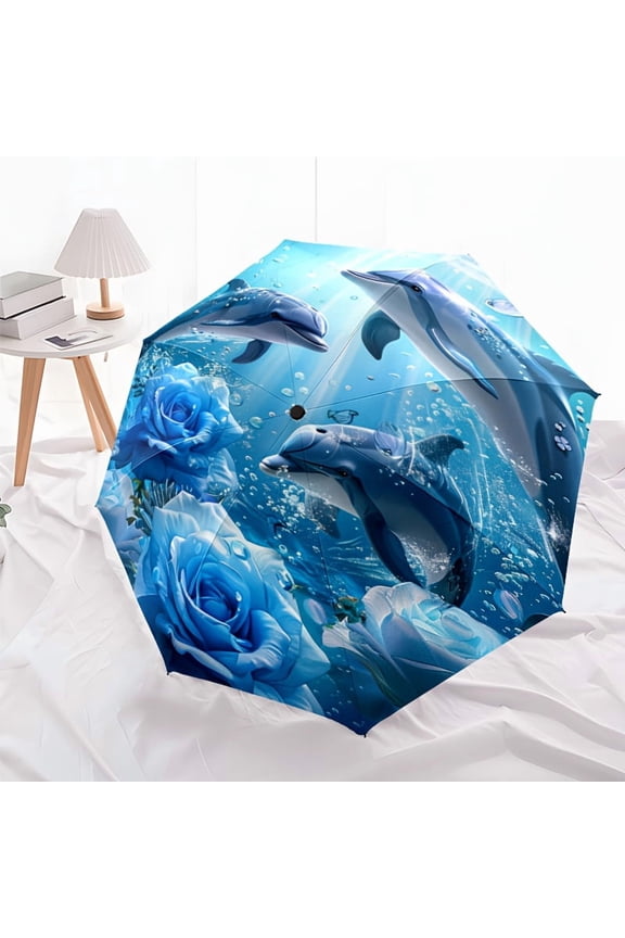 Automatic opening/closing umbrella, 8 strong frames - compact folding umbrella, windproof travel umbrella, one touch button, portable, suitable for women/men, ideal Christmas/Halloween gift