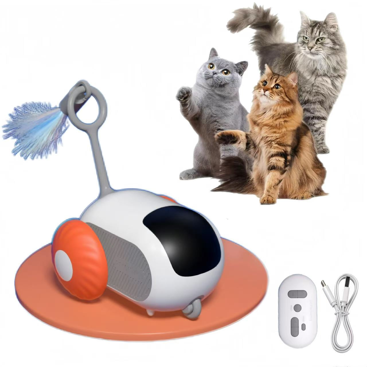Automatic/remote control cat toys, intelligent obstacle avoidance interactive cat toys for indoor cats, rechargeable cat toys for bored indoor adult cats