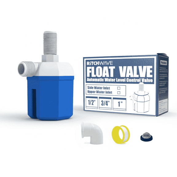 Automatic water level control valve, 1/2 inch top water inlet float valve, suitable for water tanks, aquariums, swimming pools, livestock troughs