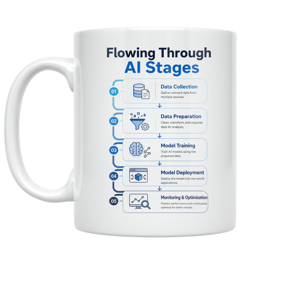 Automation Flowchart Steps - Tech Enthusiast - 11 oz Ceramic Coffee Mug