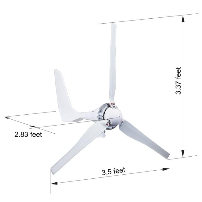 Automaxx Windmill 1500W 48V 60A Bluetooth Wind Turbine Generator System, 3 Blades, 33 lbs