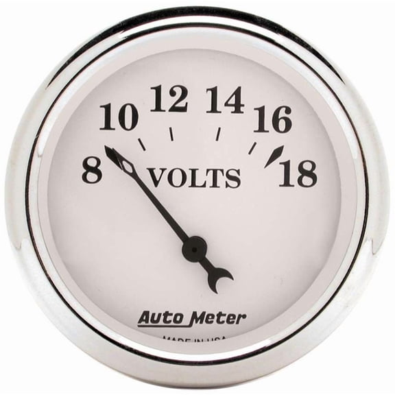 AutoMeter 1692 Old-Tyme White Air-Core Voltmeter Gauge, 2-1/16