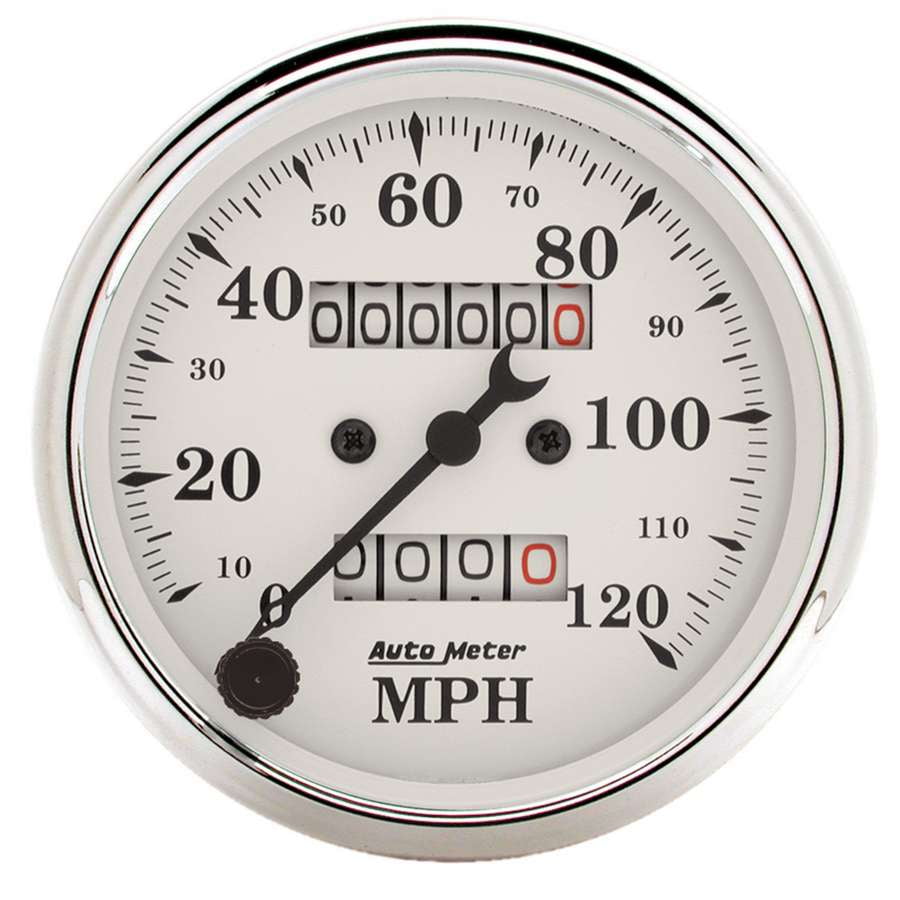 Autometer 1693 Old-Tyme White Speedometer, 3-1/8", 120 MPH , Mechanical