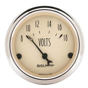 AUTO METER 1891 2IN VOLTMETER، 8 -18 VOLTS ELEC، ANTIQUE BEIGE