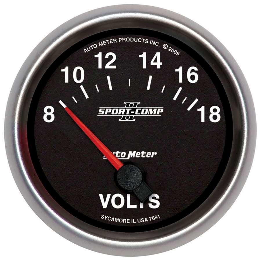Autometer 2-5/8 Gauge Voltmeter 18V Electric Sport-Comp - Walmart.com