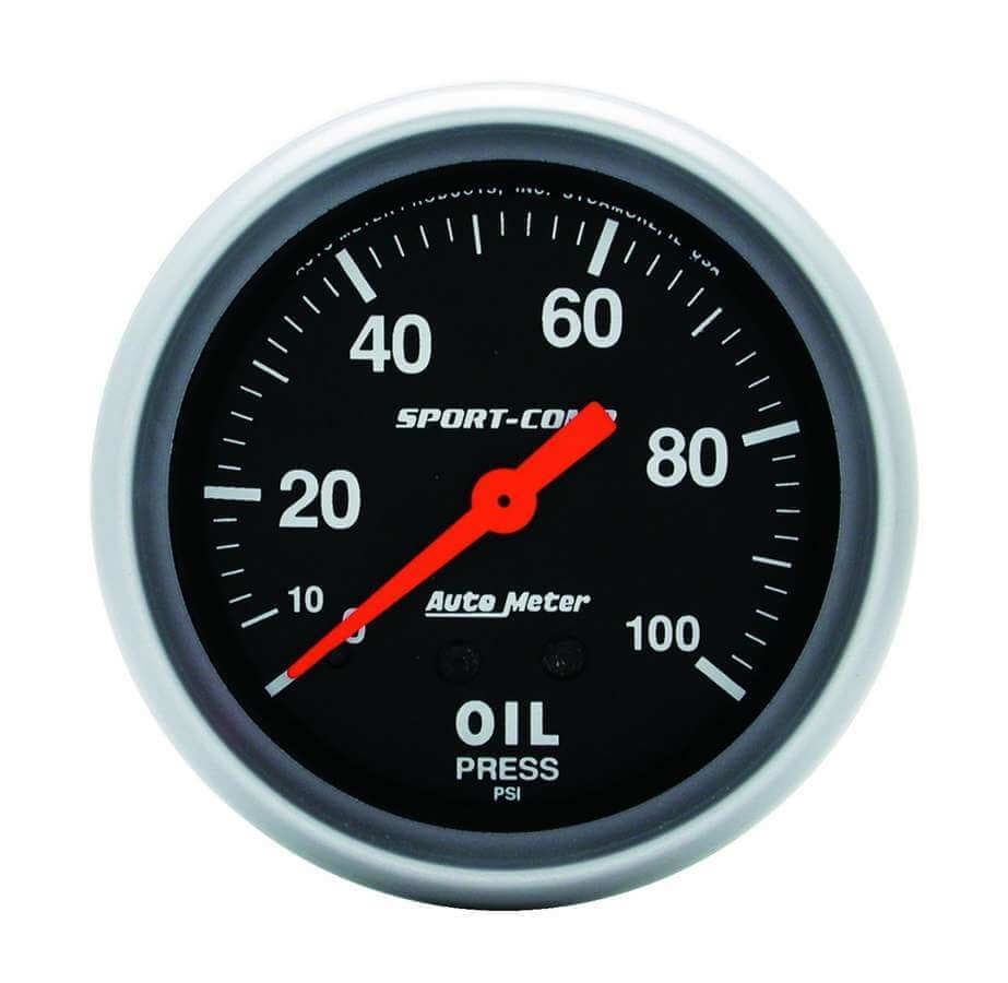 Autometer 3421 Oil Pressure Gauge, 25/8", 100 PSI, Mechanical