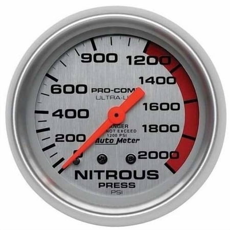 AUTO METER 4428 2-5/8 IN. ULTRA-LITE NITROUS PRESSURE GAUGE - FULL SWEEP, MECHANICAL, 0-2000 PSI