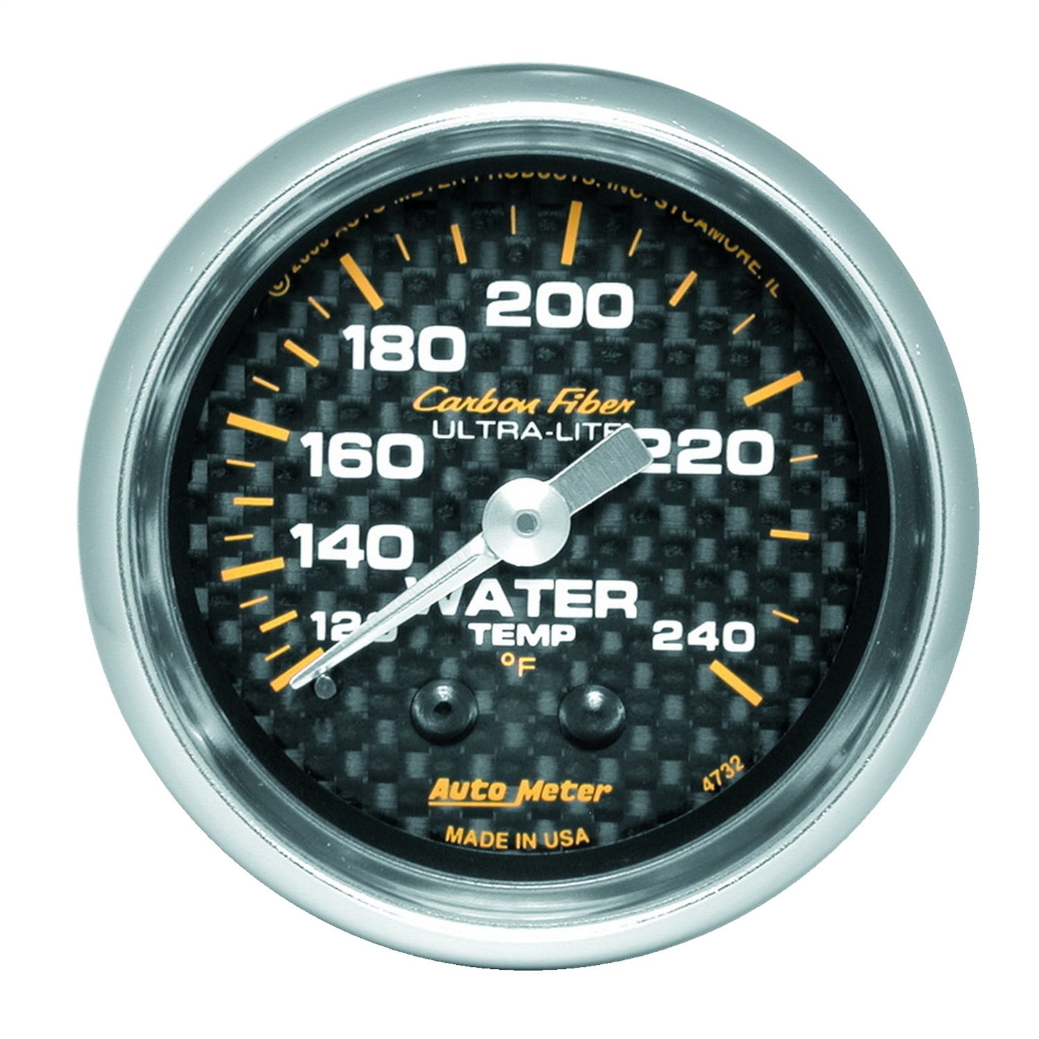 Autometer 4732 Carbon Fiber Water Temperature Gauge, 21/16", 120240 F