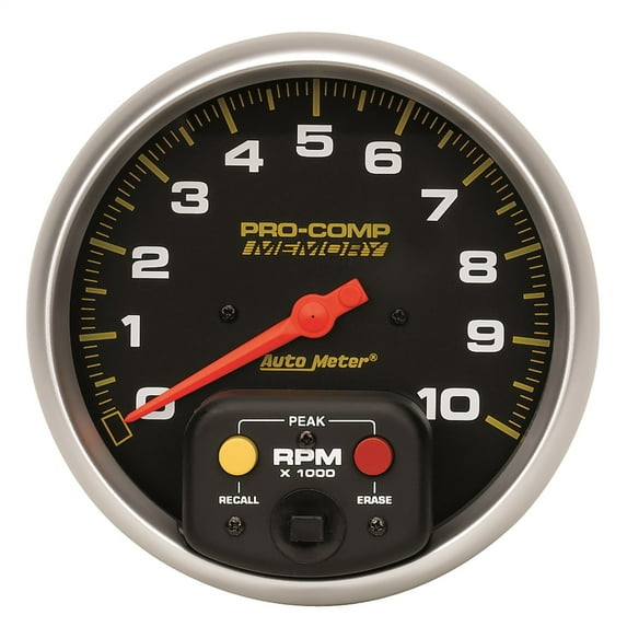 Autometer 6801 Pro-Comp Tachometer, 5", 10K Rpm, In-Dash W/Peak Memory