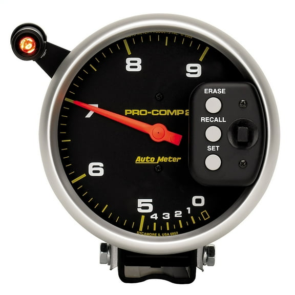 Autometer 6852 Pro-Comp Tachometer, 5", 9K Rpm, Pedestal Dual Range W/ Quick Lite & Peak Mem