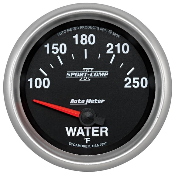 Autometer 7637 Sport-Comp II Water Temperature Gauge, 2-5/8", 100-250 F, Electric