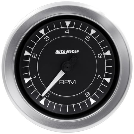 AutoMeter 8197 Chrono Tachometer; 3-3/8 in.; Black Dial Face; White LED; Electric Air-Core; 0-10000 RPM;