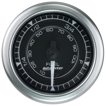 AutoMeter 8110 Chrono Fuel Level Gauge; 2-1/16 in.; Black Dial Face; White LED; Electric Digital Stepper Motor; Programmable 0-280 Ohm;